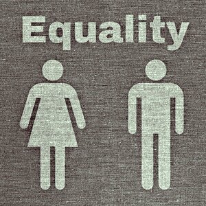 Law man and woman equal rights. Free illustration for personal and commercial use.