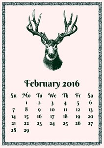 Calendar deer buck. Free illustration for personal and commercial use.