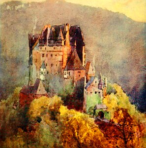 Vintage castle landscape. Free illustration for personal and commercial use.