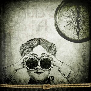 Binoculars background lady grunge. Free illustration for personal and commercial use.