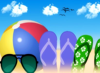 Slippers beach shoes sunglasses. Free illustration for personal and commercial use.