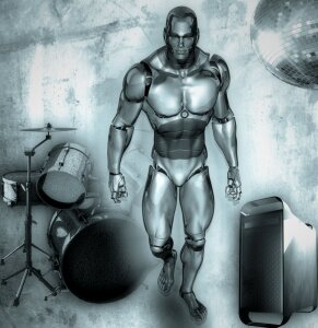 Music background robot. Free illustration for personal and commercial use.