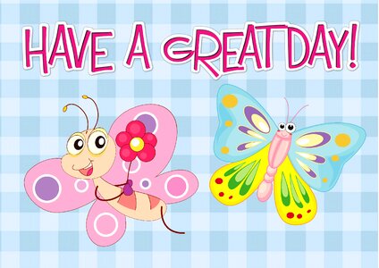 Girl have a great day butterflies. Free illustration for personal and commercial use.