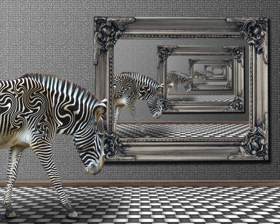 Stripes photomontage black and white striped. Free illustration for personal and commercial use.