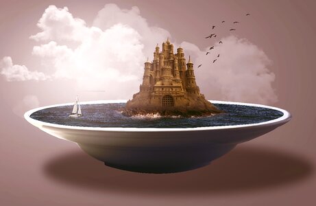 Sand ile castle. Free illustration for personal and commercial use.