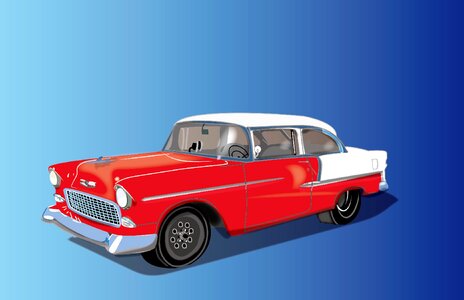 Old timer red blue retro. Free illustration for personal and commercial use.