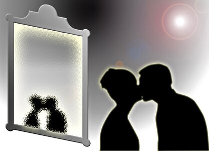 Mirror glass romance. Free illustration for personal and commercial use.