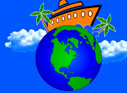 Globetrotter world wanderlust. Free illustration for personal and commercial use.