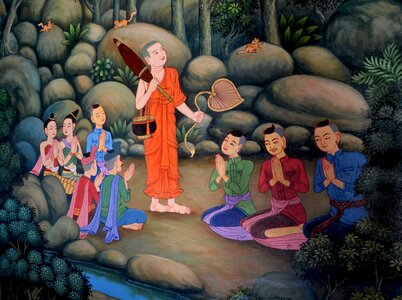 Grove buddhism pray. Free illustration for personal and commercial use.