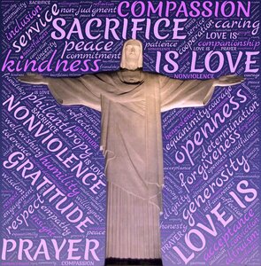 Sacrifice kindness prayer. Free illustration for personal and commercial use.
