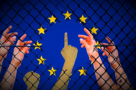 Europe refugees wire mesh. Free illustration for personal and commercial use.