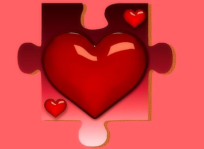 Puzzle piece heart shape valentine's day. Free illustration for personal and commercial use.