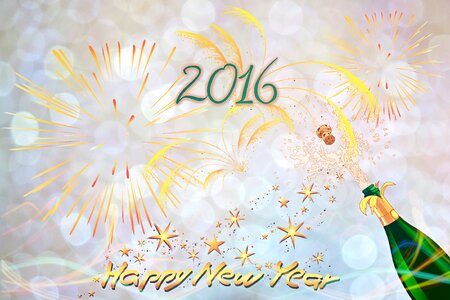 New year 2016 greeting card year. Free illustration for personal and commercial use.