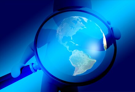 Globe investigation analysis. Free illustration for personal and commercial use.