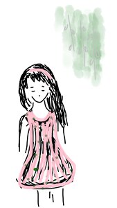 Pink dress young lady. Free illustration for personal and commercial use.