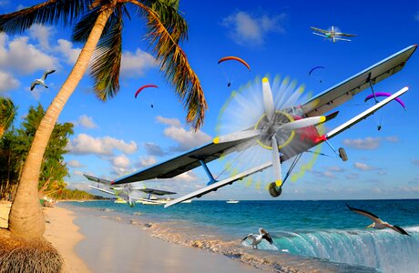 Vacations sea aircraft. Free illustration for personal and commercial use.