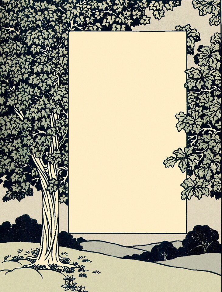 Trees landscape vintage. Free illustration for personal and commercial use.