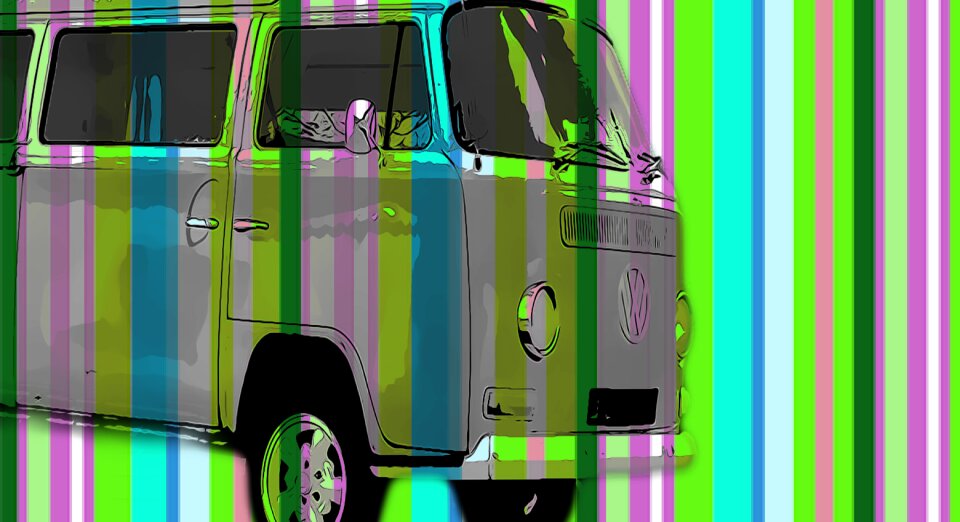 Retro van vintage. Free illustration for personal and commercial use.