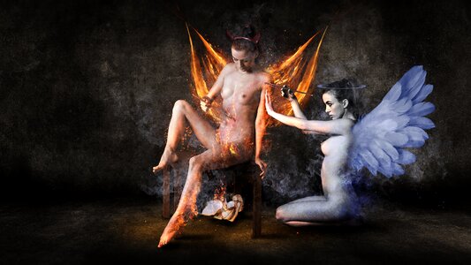 Naked devil erotic. Free illustration for personal and commercial use.