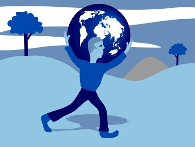 Person carrying world. Free illustration for personal and commercial use.