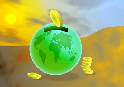 Gold coins savings. Free illustration for personal and commercial use.