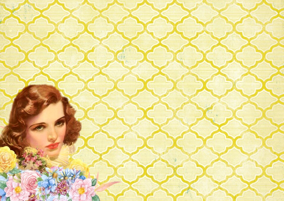 Lady girl fifties. Free illustration for personal and commercial use.