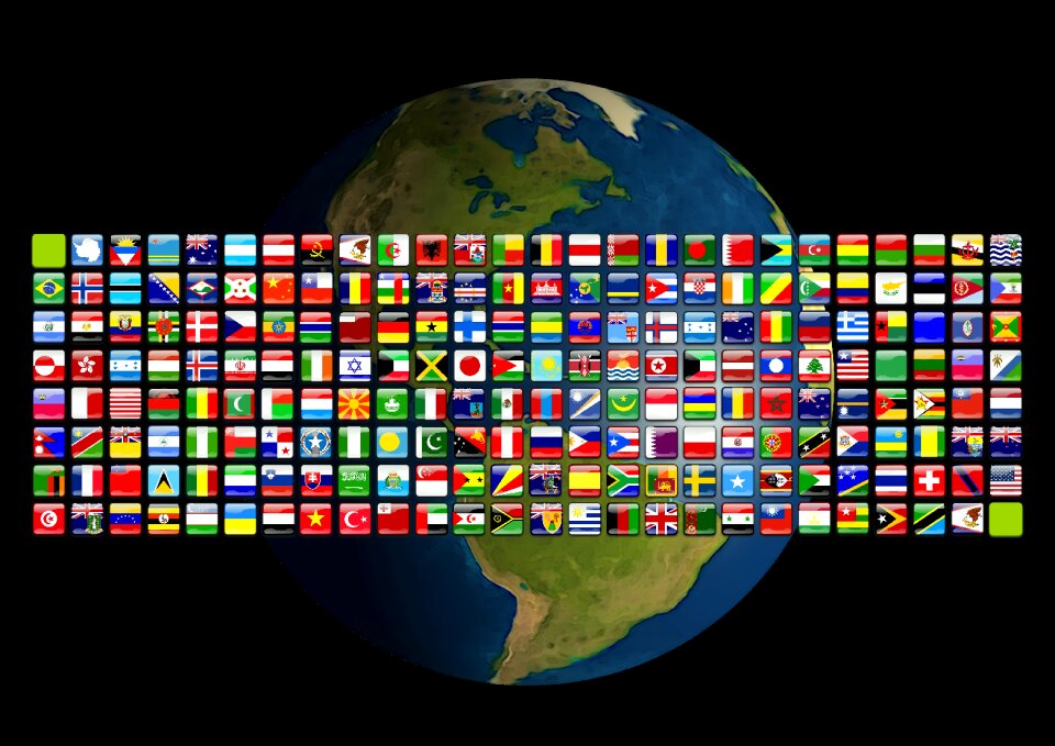 Flag global globalization. Free illustration for personal and commercial use.
