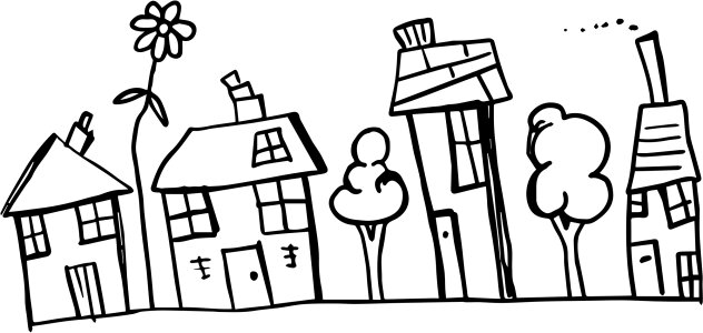 Architecture doodle cartoon. Free illustration for personal and commercial use.