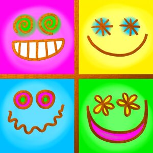 Smiling emoticons icons. Free illustration for personal and commercial use.