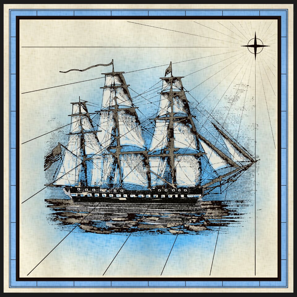 Nautical sails boat. Free illustration for personal and commercial use.