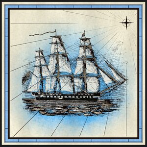 Nautical sails boat. Free illustration for personal and commercial use.