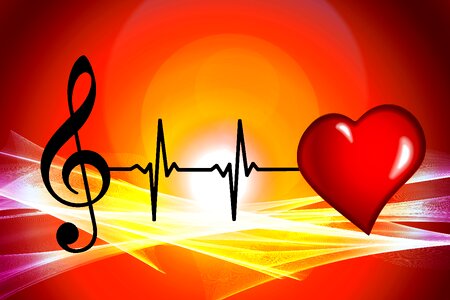 Heart treble clef sound. Free illustration for personal and commercial use.