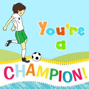 Soccer champion winning. Free illustration for personal and commercial use.