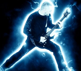 Guitarist musician electric. Free illustration for personal and commercial use.