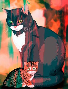 Kitten family Free illustrations. Free illustration for personal and commercial use.
