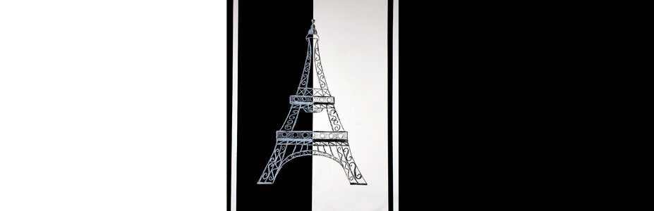 Eiffel tower black and white stripes. Free illustration for personal and commercial use.
