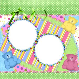 Scrapbook teddy bears. Free illustration for personal and commercial use.
