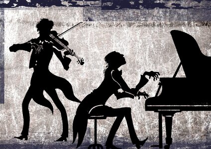 Piano violinist pianist. Free illustration for personal and commercial use.