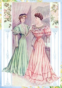 Lady edwardian dresses. Free illustration for personal and commercial use.