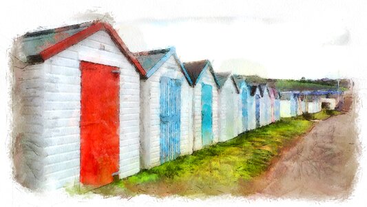 Beach holiday hut. Free illustration for personal and commercial use.