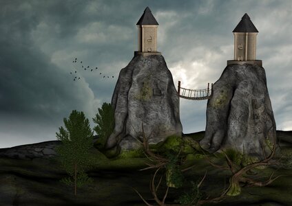 Fantasy climb building. Free illustration for personal and commercial use.