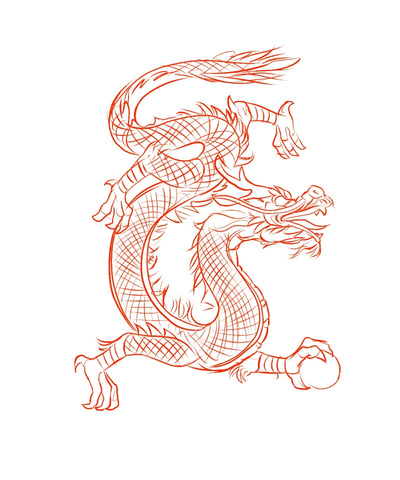 japanese dragon line drawing