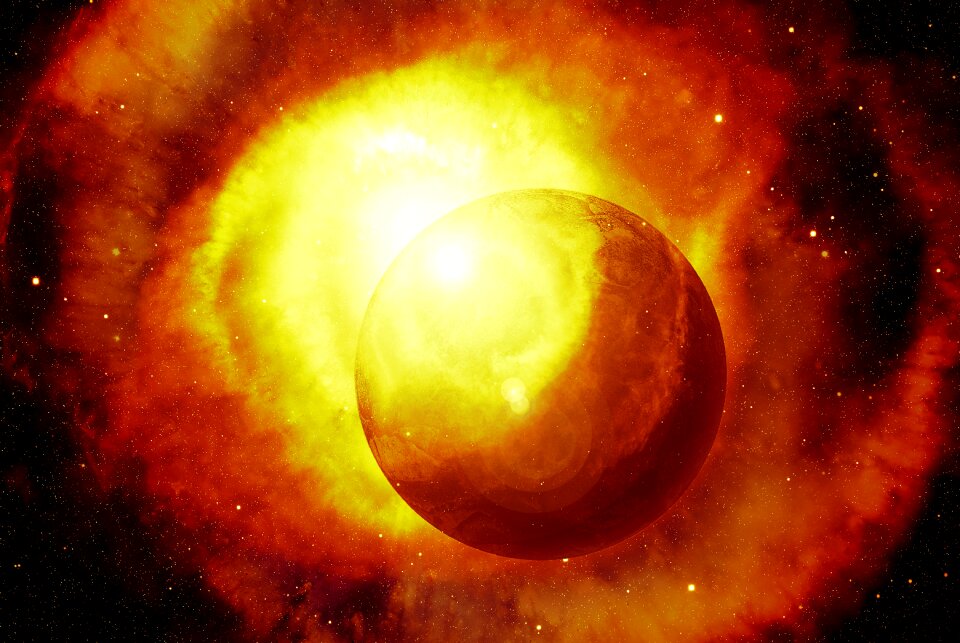 Planet explosion fire. Free illustration for personal and commercial use.