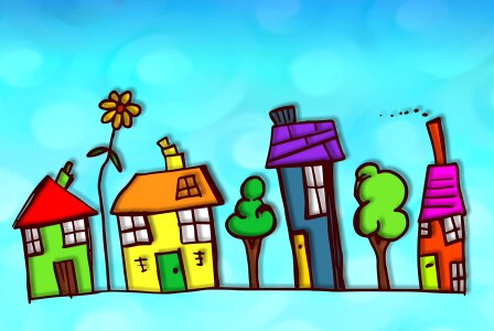 Village houses homes. Free illustration for personal and commercial use.