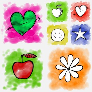 Watercolour watercolor symbols. Free illustration for personal and commercial use.