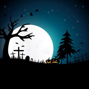 Moonlight gloomy horror. Free illustration for personal and commercial use.