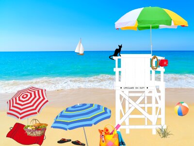 Lifeguard guardian parasols. Free illustration for personal and commercial use.