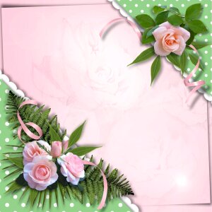 Green pink flowers. Free illustration for personal and commercial use.