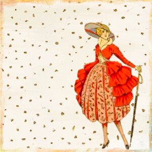 Floral vintage lady. Free illustration for personal and commercial use.