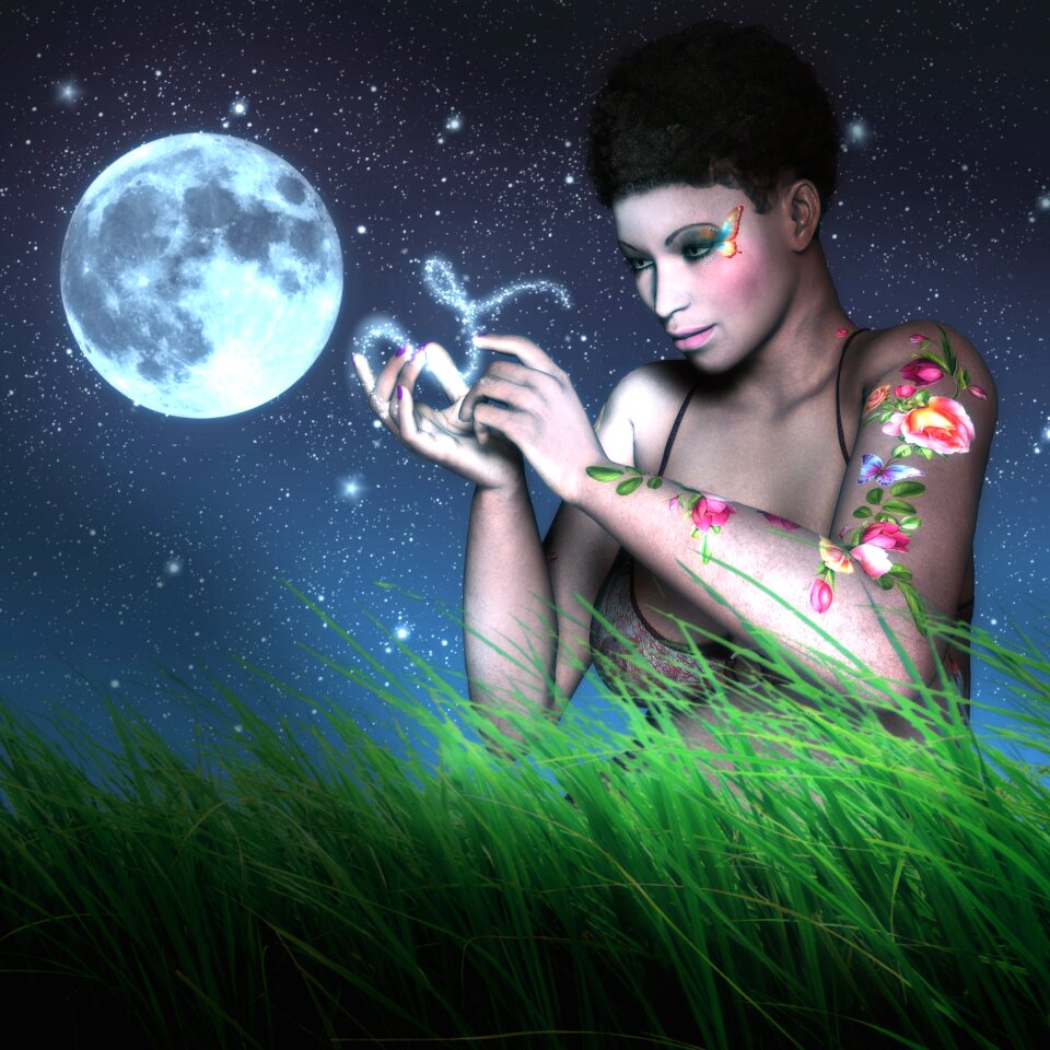 Woman fantasy light. Free illustration for personal and commercial use.